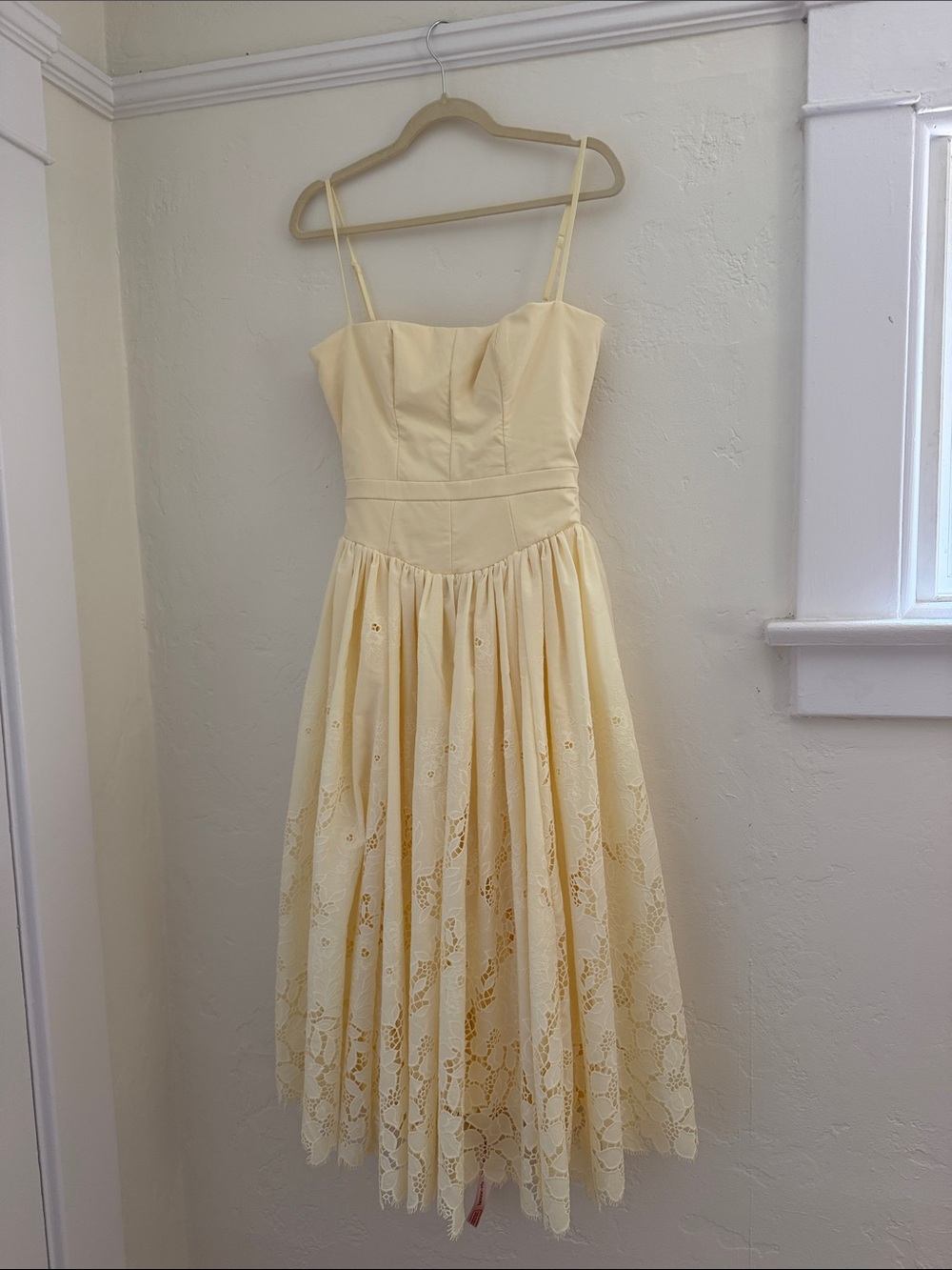 House of CB Yellow Lace Midi Dress with Spaghetti Straps - Picture 7 of 9